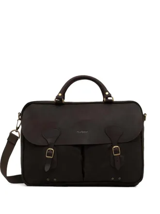 Barbour waxed cotton briefcase - men - Cotton/Leather/Cotton - OS - Brown