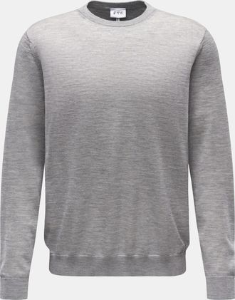 FTC Men - Fine knit crew neck jumper grey mottled