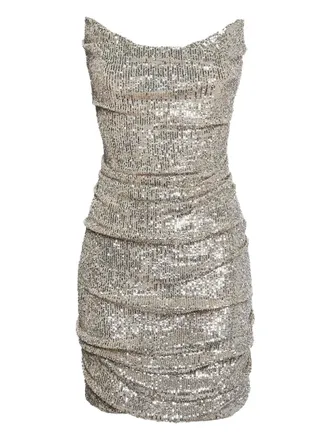 Reem Acra sequin ruched mini dress - Silver