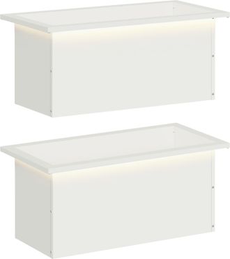 vidaXL Jardinera Para Jard&iacute;n Con Luces Led 2 Uds. Blanco Vidaxl