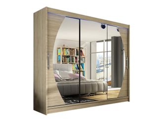 Mirjan24 Armario Closico 130, Roble Sonoma, 215x250x58cm, Puertas De Armario: Correderas, N&uacute;mero De Estantes: 0, Led