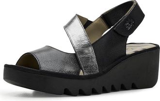 FLY London Basy605fly Womens Sandals Black/Graphite : EU 41 (US Womens 10-10.5) M, Leather