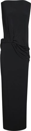 Jacquemus Elegante Zwarte Mouwloze Lange Jurk - Dames - Maxi kleedjes - Zwart - M - Kleedjes