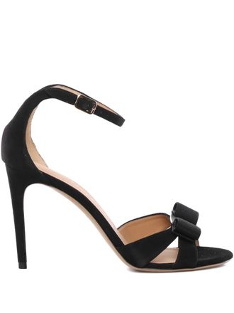Ferragamo bow stiletto sandals - Zwart
