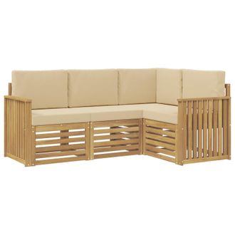 vidaXL Set Di Divani Da Esterno 4 Pz Bianco E Beige Poliestere Vidaxl