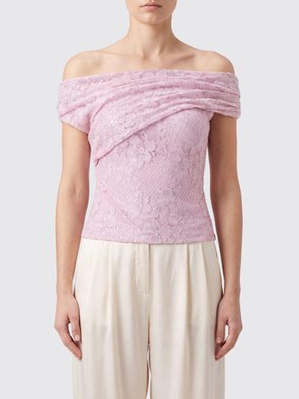 Self Portrait Off-the-Shoulder Lace Slim Fit Top with Straight Neckline