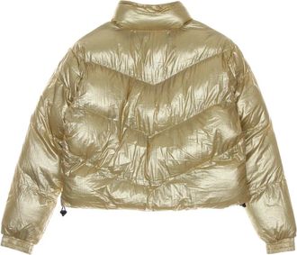 Karl Kani Gouden Pufferjas met munt rits - Dames - Winterjassen - Geel - S - Polyester - Jassen