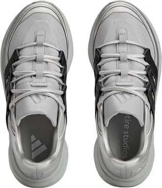 adidas Perforated Leather and Fabric Sneakers - Silver