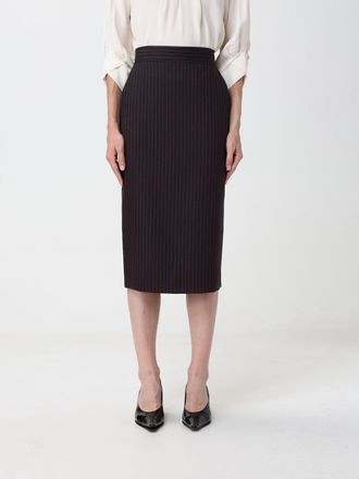 Elisabetta Franchi High-Waisted Pinstripe Cool Wool Pencil Midi Skirt