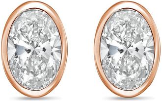 Diana M. Jewels 14Kt Rose Gold 8.00 cts Lab Grown Oval Diamond Bezel Studs