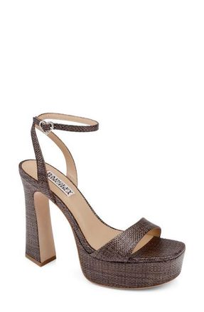 Badgley Mischka Caia Ankle Strap Platform Sandal in Brown at Nordstrom, Size 9.5