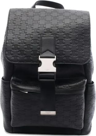 Celine 2020s triomphe pattern leather backpack - Black
