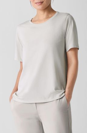 Eileen Fisher Crewneck Organic Cotton T-Shirt in Chalk at Nordstrom, Size Small