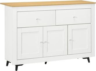 HOMCOM Aparador de cocina 117x35x80 cm blanco, madera natural