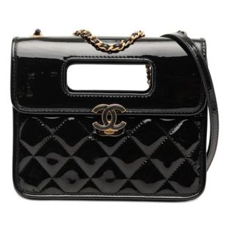 Chanel Pre-owned Quilted Patent Leather Crossbody - Dames - Pre-owned - Zwart - Maat: ONE Size Leer