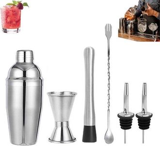 OEM Juego De Cocteler&iacute;a De 6 Piezas, Juego De Cocteler&iacute;a De Acero Inoxidable De 6 Piezas, Plateado, Mezcladores De Bebidas De Acero Inoxidable