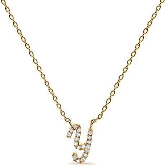 House of Brilliance 10K Gold Diamond Accent A-Z Initial Script Style Pendant Necklace in Yellow | Y at Nordstrom