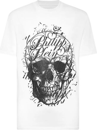 Philipp Plein T-Shirt Ronde Hals Coursive - Heren - T-shirts - Wit - XL - Katoen - Tops