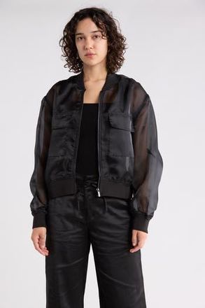 Sanctuary Organza Crop Bomber Jacket in Black at Nordstrom Rack, Size X-Small