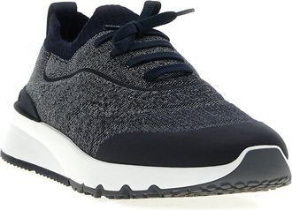 Brunello Cucinelli Mens Blue Cotton Athletic Sneakers