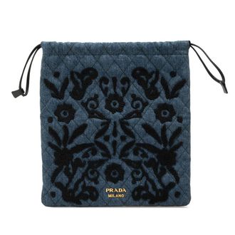 Prada Pre-owned Prada Impuntu Denim Embroidered Drawstring Pouch Ladies KSZL9BR8YPOG19DF