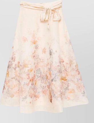 Zimmermann floral-print high-rise a-line midi skirt