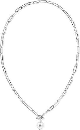 Kendra Scott Sasha Heart Short Pendant Womens Necklace Womens Necklace Silver Freshwater Cultured Pearl, Brass