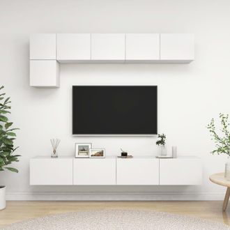 vidaXL Vidaxl - Set De Muebles De Sal&oacute;n Tv 5 Piezas Madera De Ingenier&iacute;a Blanco