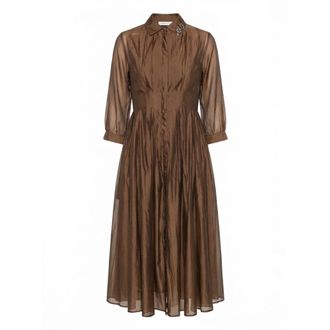 Max Mara Vetro geplooide midi-jurk - Dames - Jurken - Bruin - Maat: S