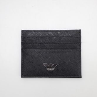 Emporio Armani Accessories Emporio Armani ASV Regenerated Leather Card Holder in Black