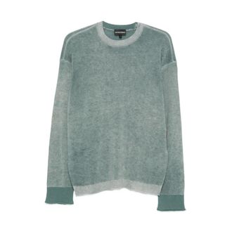 Emporio Armani Round-neck Knitwear, male, Blue, Size: 2XL Crew Neck Jumper