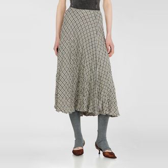 Diesel Midi skirt in seersucker-effect check - Skirts - Woman - Grey