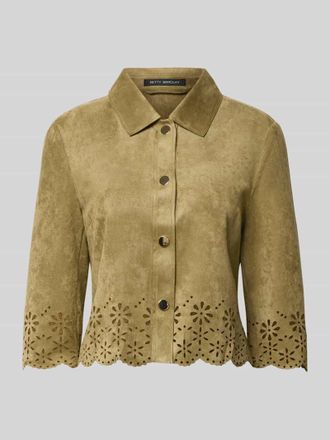 Betty Barclay Relaxed Fit Kunstlederjacke mit Ausbrenner-Effekt in Oliv, Gr&ouml;&szlig;e 36
