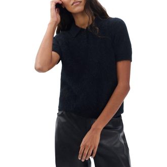 Rag & Bone Jada Brushed Cashmere Polo Sweater in Black at Nordstrom, Size X-Small