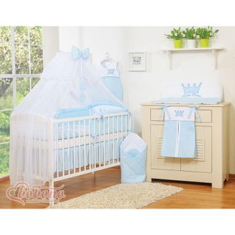 OEM Mosquitera Grande Para Cuna De Beb&eacute; De Gasa Blanca Con Anillas Y Lazo - Azul