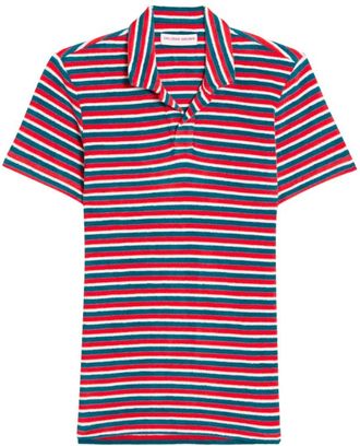 Orlebar Brown Terry Ob Stripe Towelling-276081-Summer Red/marina Aqua