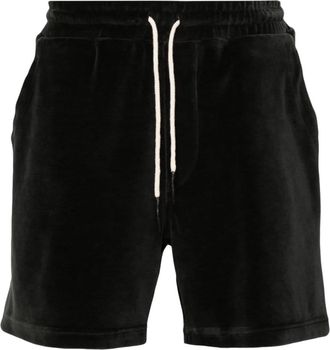 OAS velour track shorts - men - Cotton/Polyester - M - Black
