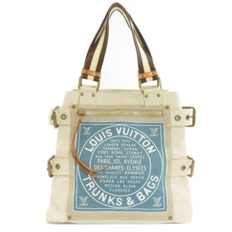 Louis Vuitton Beige Blue Canvas Tote Bag (Pre-Owned)