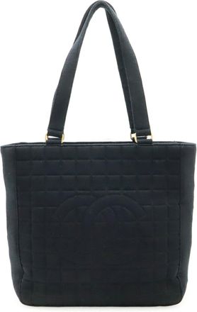 Chanel Black Cotton Shoulder Bag Tote Bag (Pre-Owned)