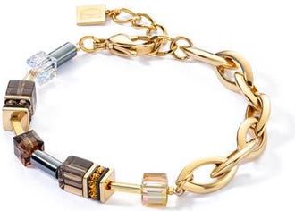 Coeur de Lion Geocube Chunky Chain Gold Bracelet in Brown at Nordstrom, Size 8.25