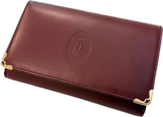 Cartier Pre-owned Vintage Bi-fold Portemonnee - Dames - Vintage Accessoires - Rood - ONE Size - Leer - Vintage