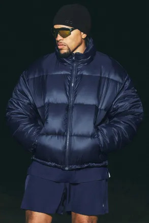 Alo | Cold Front Puffer Jacket in Navy, Size: Medium