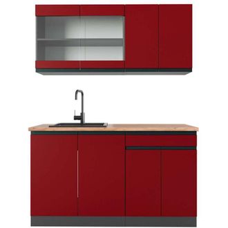 Vicco Cocina Vers&aacute;til R-line, Rojo/antracita, 140 Cm, Et Roble