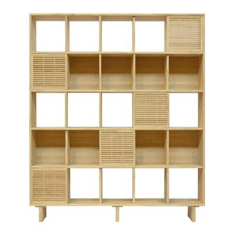 Naan Furniture Estanter&iacute;a de madera maciza natural 5 puertas 160 cm sin barnizar