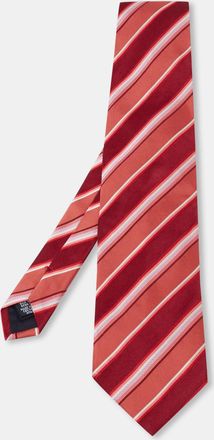 HUGO BOSS Boss By Hugo Boss Red & Coral Striped Silk Tie