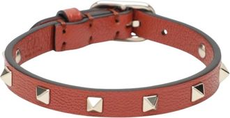 Valentino Garavani Rockstud Spike Armband - Dames - Accessoires - Rood - Maat: ONE Size Leer