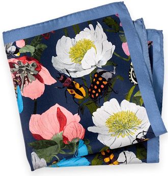 Paul Fredrick Floral Silk Pocket Square