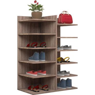 ebuy24 Ebuy24 - Estante De Zapato De Madera Vcm Dimensiones: An. 60 X Al. 80 X P. 30 Cm 12 Compartimentos - Enosa (sonoma Roble)