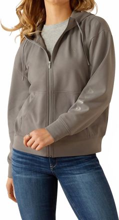 Ariat Womens Breeze Full Zip Hoodie In Smoke Pearl