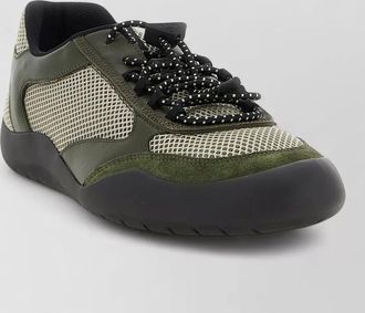 Prada speedrock sneakers round toe mesh leather suede